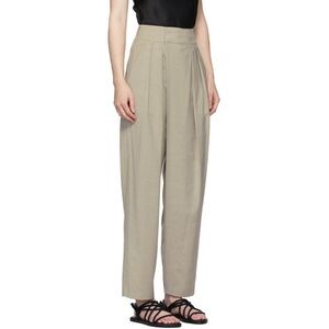 Low Classic Beige Wide Tuck Trousers SZ S $325